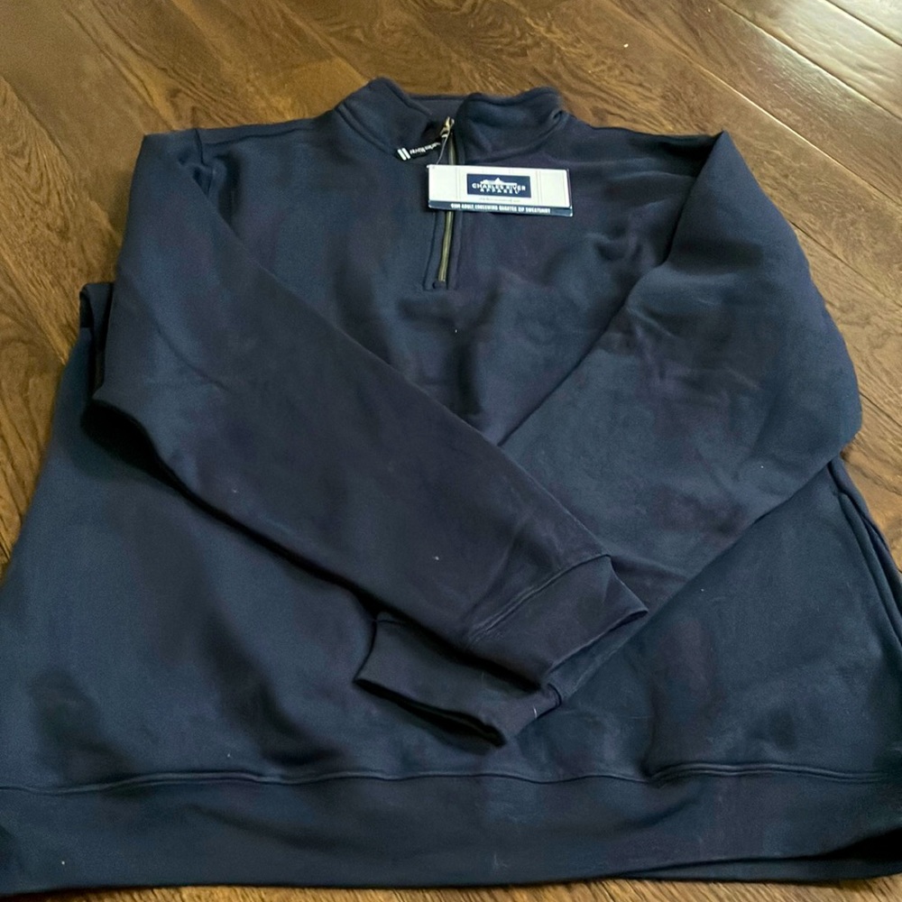 New with tags, navy quarter zip.